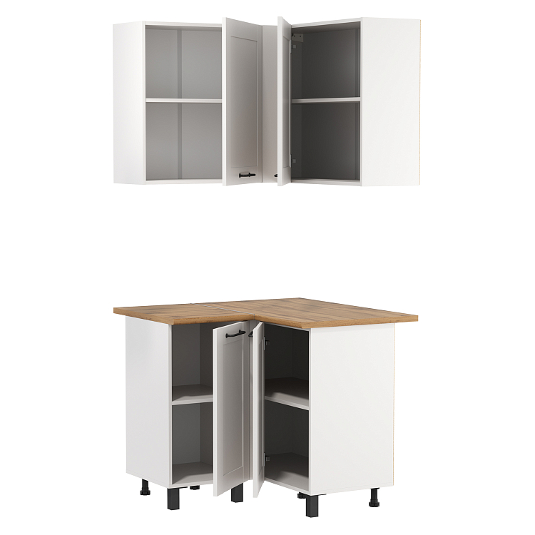 Шкаф угловой Аризона белый/столешница дуб вотан/ДВПО белый/ПВХ софт белый 0,3мм/профиль ПВХ белый О