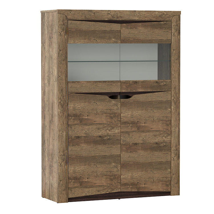 Шкаф комбинированный 33.15 Лючия кейптаун/венге/белый/стекло