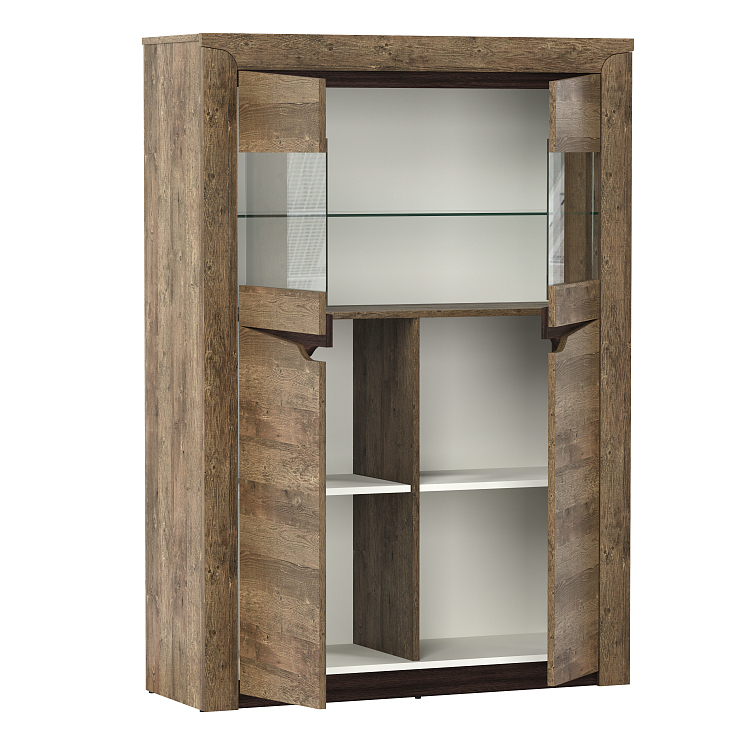 Шкаф комбинированный 33.15 Лючия кейптаун/венге/белый/стекло