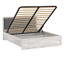 Кровать 32.25-02 Сохо (1600) с подъемным мех. бетон пайн белый/профиль бетон пайн белый патина/ткань велюр тенерифе грей