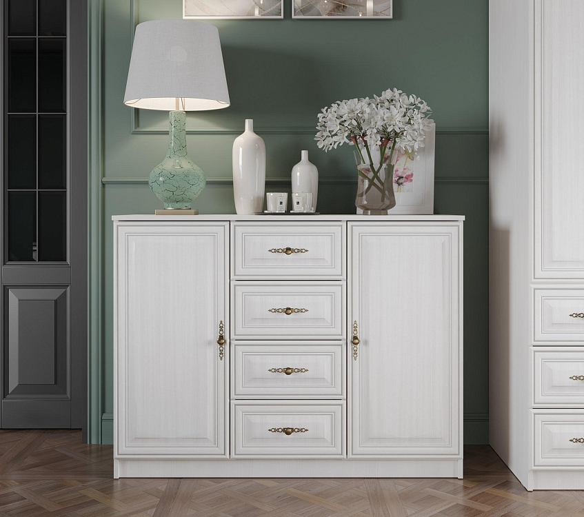 Спальный гарнитур Габриэлла Вудлайн кремовый/сандал белый/аруша венге патина