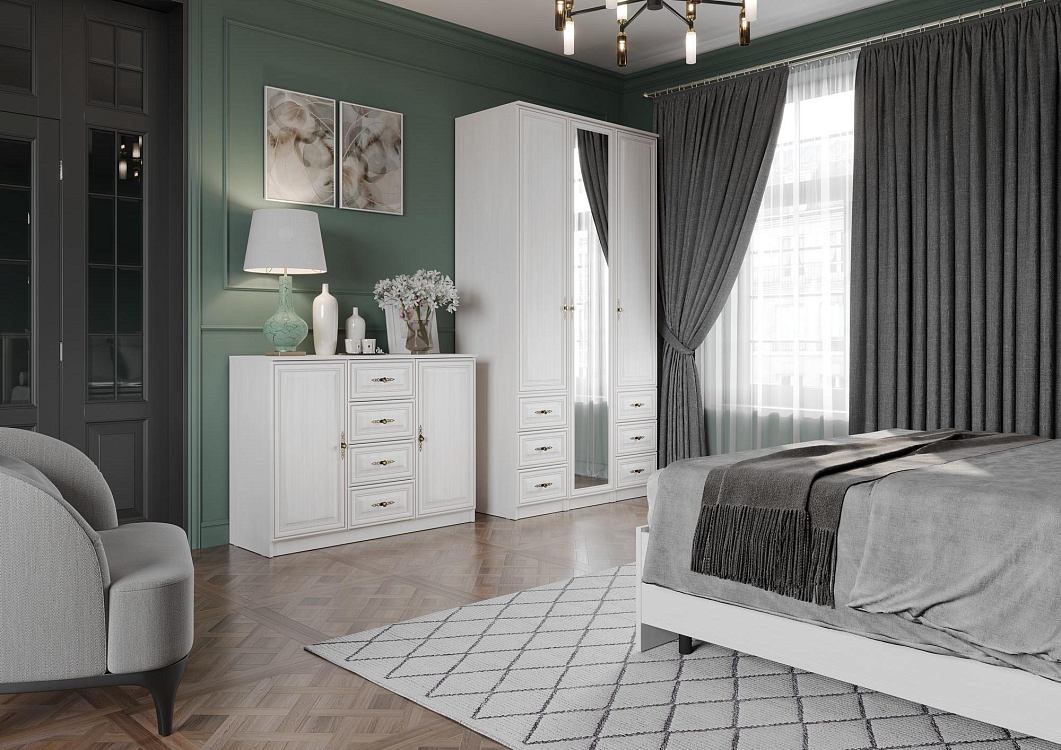 Спальный гарнитур Габриэлла Вудлайн кремовый/сандал белый/аруша венге патина